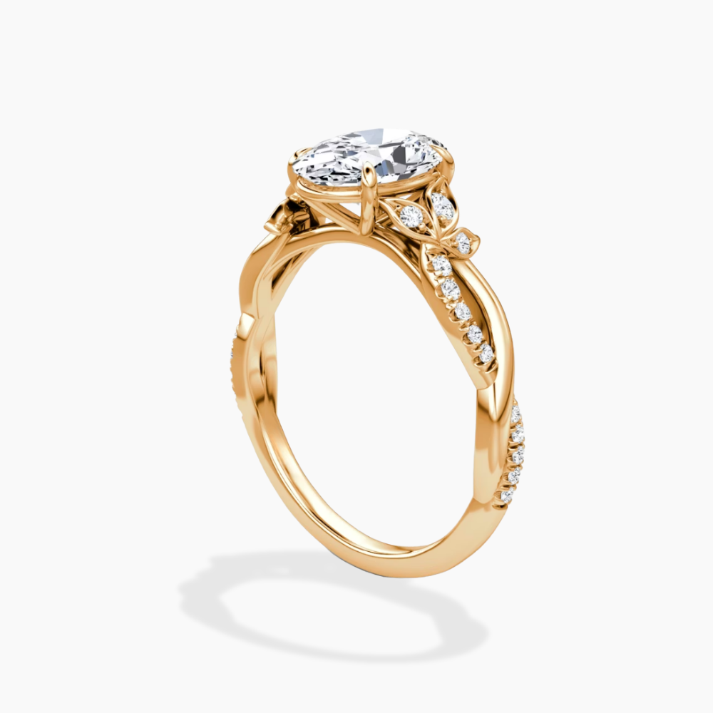 Veronica Twisted Accents Lab Grown Diamond Engagement Ring in 18K Gold - Oval