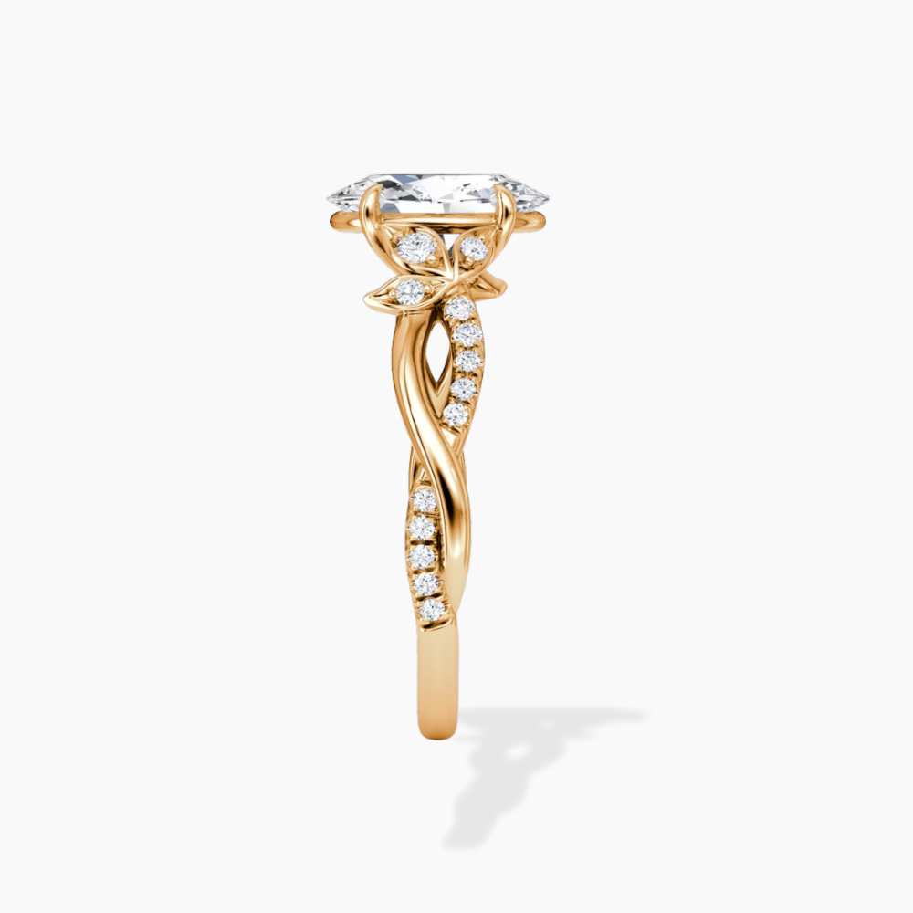Veronica Twisted Accents Lab Grown Diamond Engagement Ring in 18K Gold - Oval