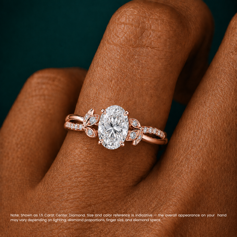 Veronica Twisted Accents Lab Grown Diamond Engagement Ring in 18K Gold - Oval