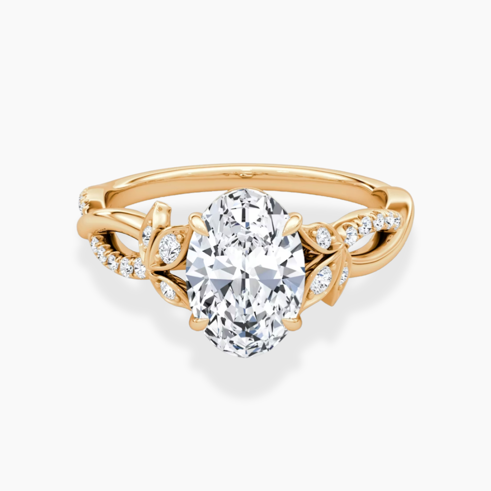 Veronica Twisted Accents Lab Grown Diamond Engagement Ring in 18K Gold - Oval