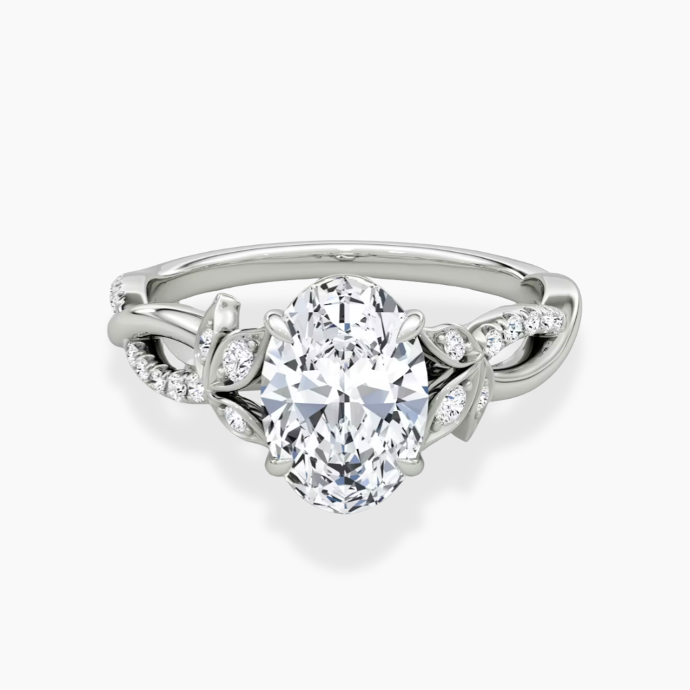 Veronica Twisted Accents Lab Grown Diamond Engagement Ring in 18K Gold - Oval