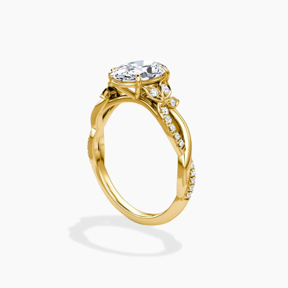 Veronica Twisted Accents Lab Grown Diamond Engagement Ring in 18K Gold - Oval