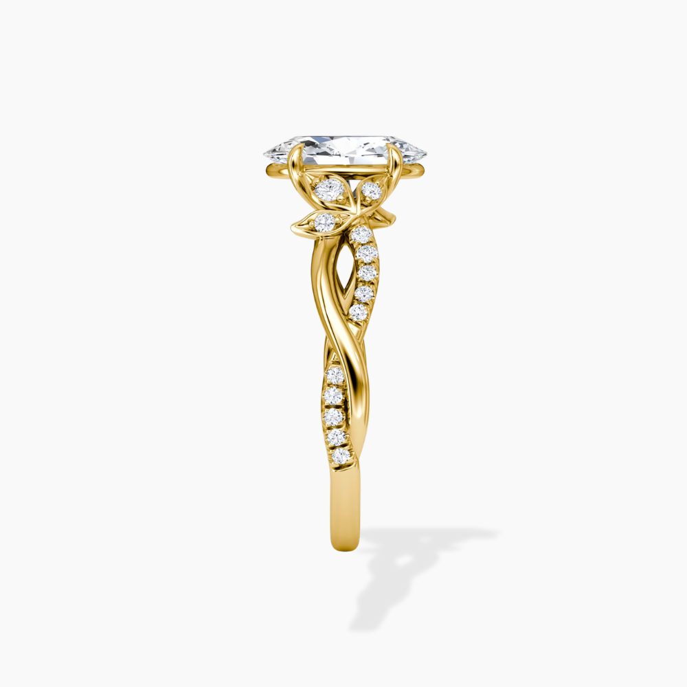 Veronica Twisted Accents Lab Grown Diamond Engagement Ring in 18K Gold - Oval