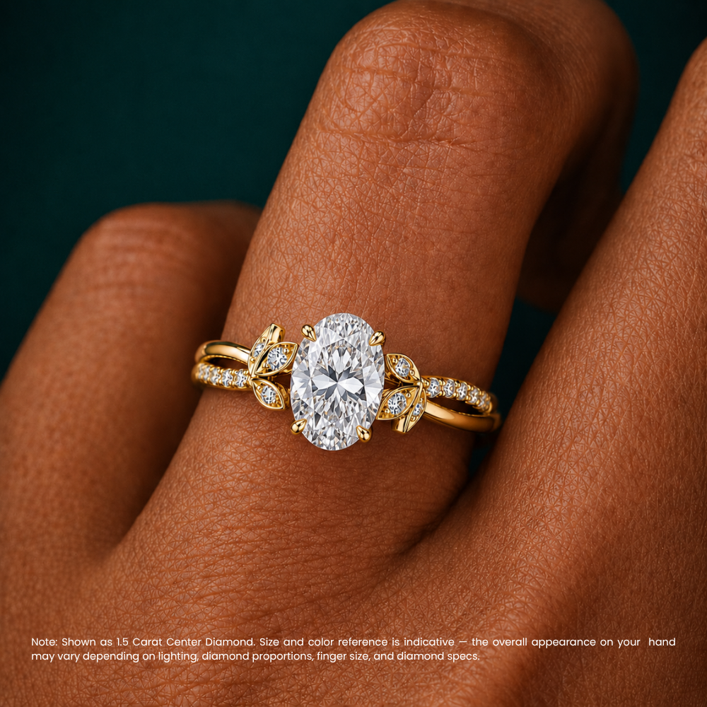 Veronica Twisted Accents Lab Grown Diamond Engagement Ring in 18K Gold - Oval