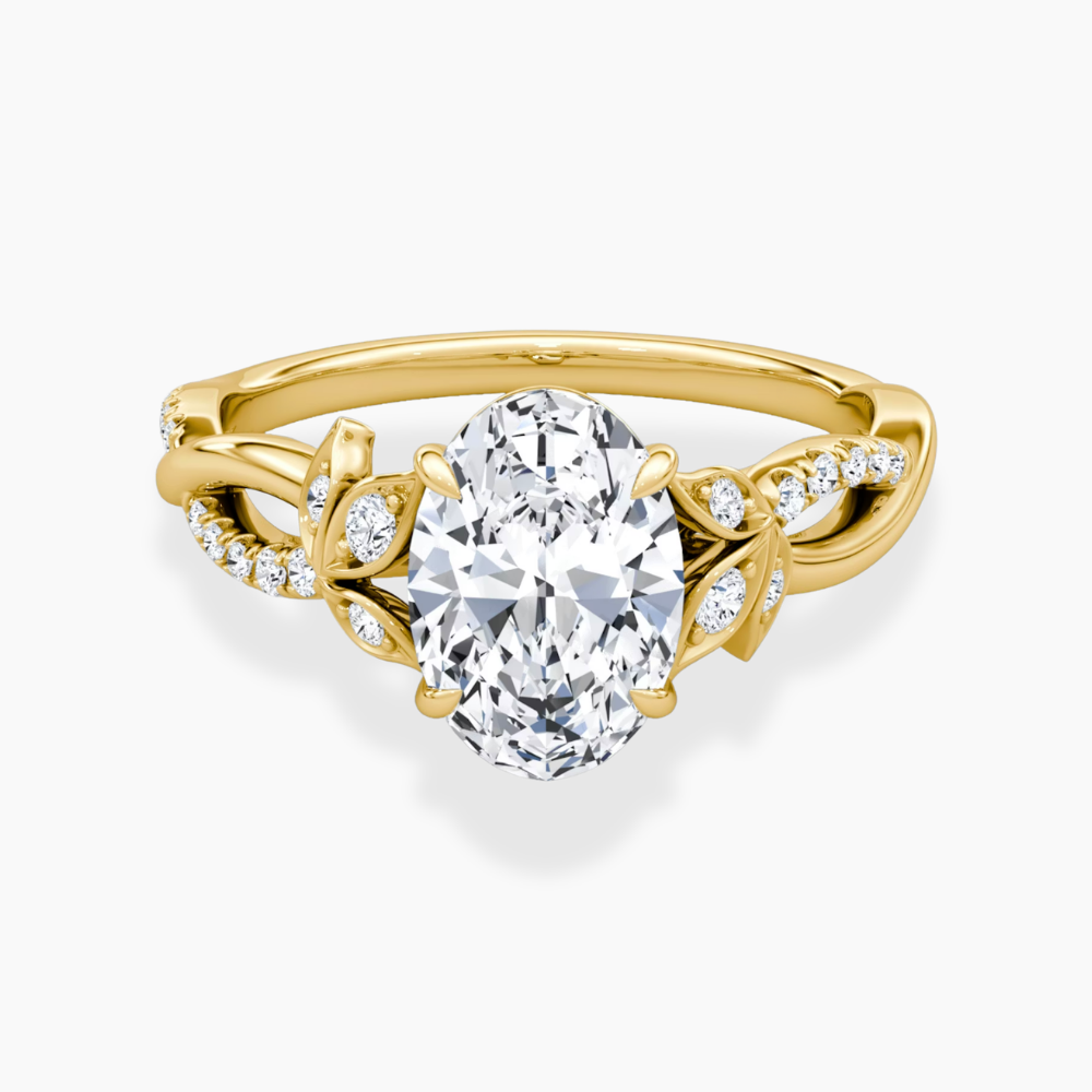 Veronica Twisted Accents Lab Grown Diamond Engagement Ring in 18K Gold - Oval