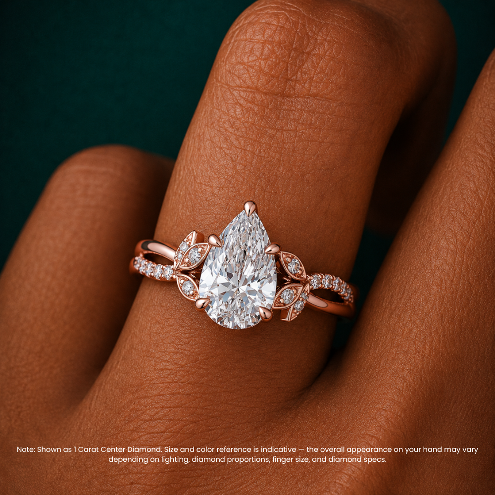 Veronica Twisted Accents Lab Grown Diamond Engagement Ring in 18K Gold - Pear