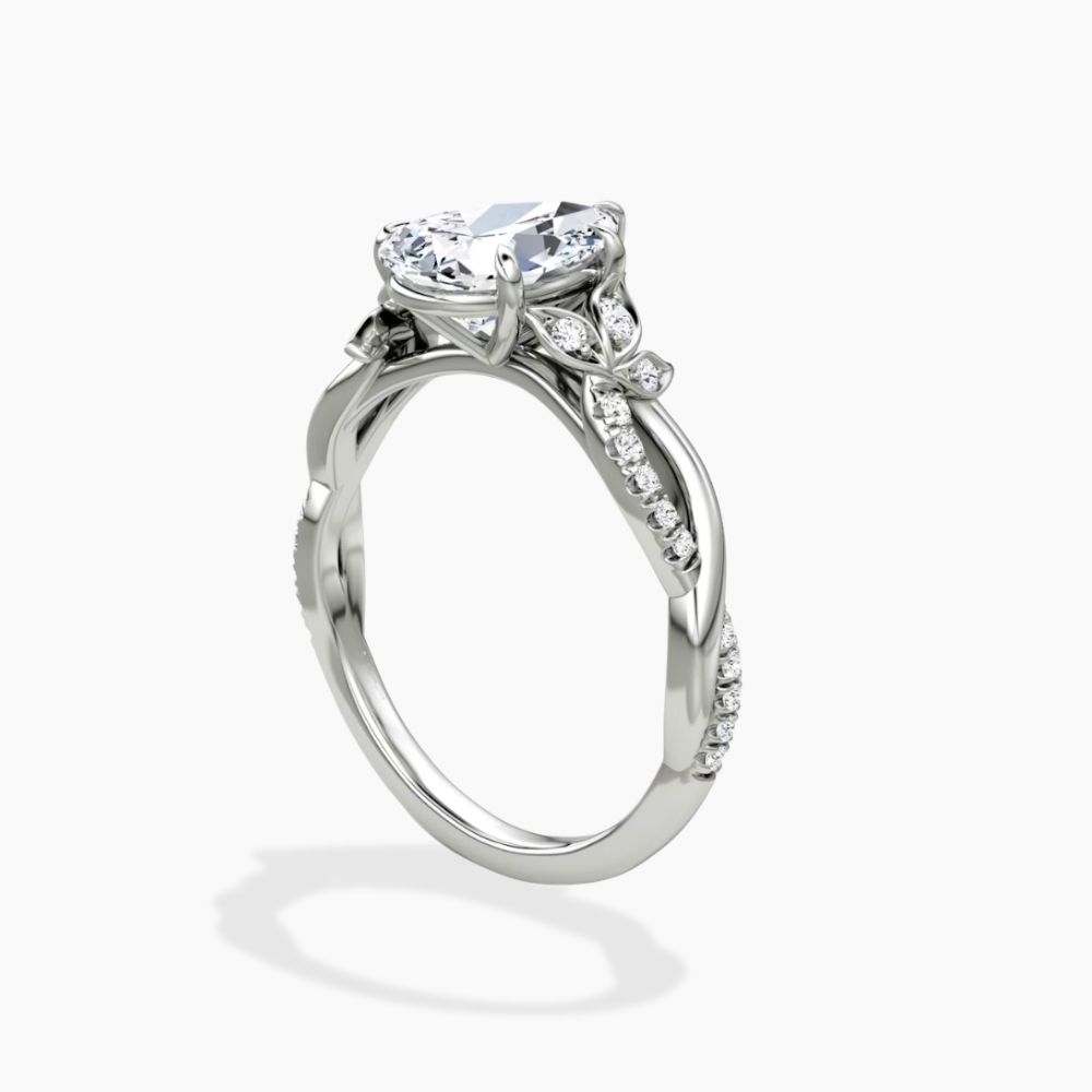 Veronica Twisted Accents Lab Grown Diamond Engagement Ring in 18K Gold - Pear