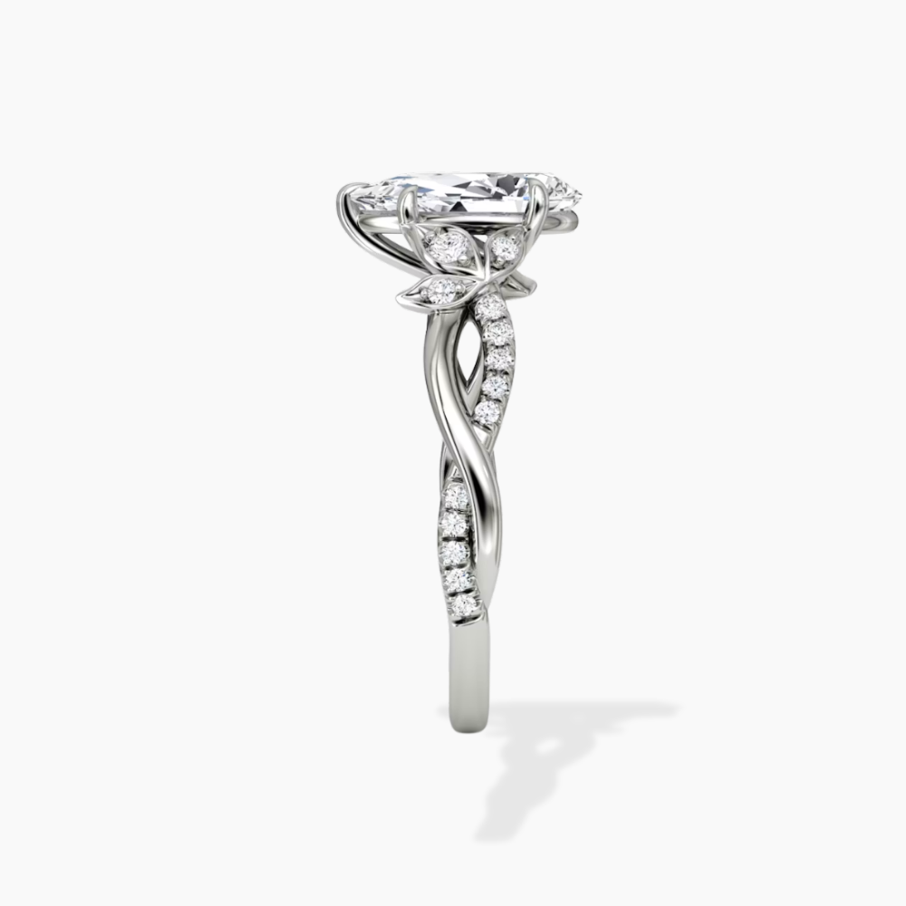 Veronica Twisted Accents Lab Grown Diamond Engagement Ring in 18K Gold - Pear