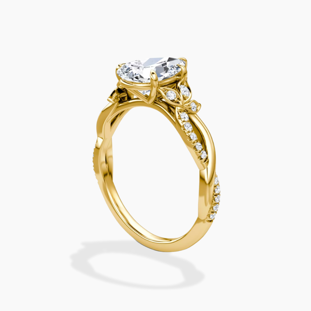 Veronica Twisted Accents Lab Grown Diamond Engagement Ring in 18K Gold - Pear