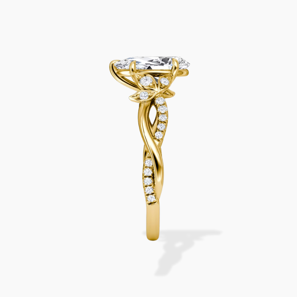 Veronica Twisted Accents Lab Grown Diamond Engagement Ring in 18K Gold - Pear