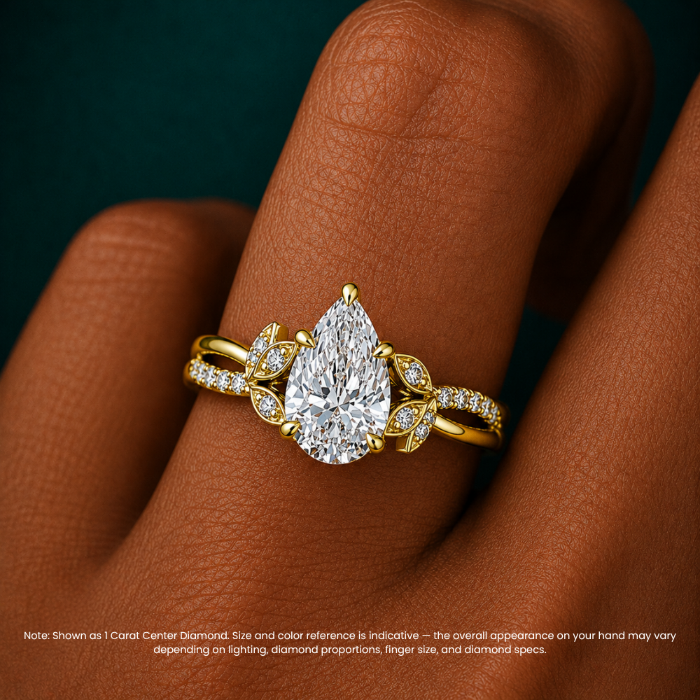 Veronica Twisted Accents Lab Grown Diamond Engagement Ring in 18K Gold - Pear
