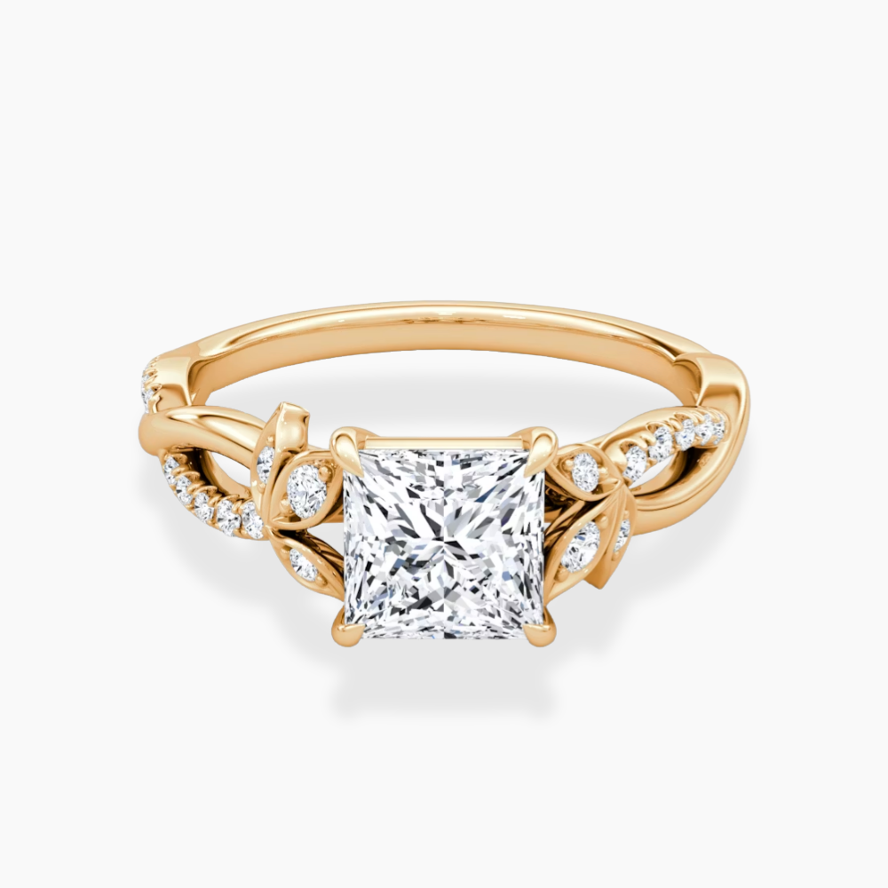 Veronica Twisted Accents Lab Grown Diamond Engagement Ring in 18K Gold - Princess