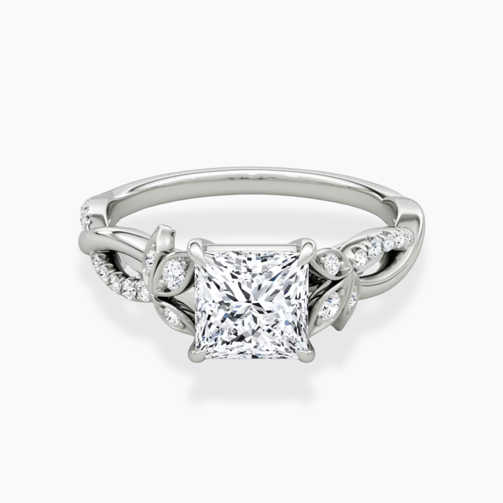 Veronica Twisted Accents Lab Grown Diamond Engagement Ring in 18K Gold - Princess