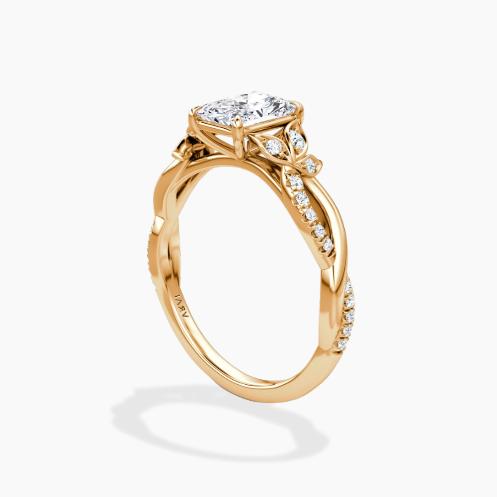 Veronica Twisted Accents Lab Grown Diamond Engagement Ring in 18K Gold - Radiant