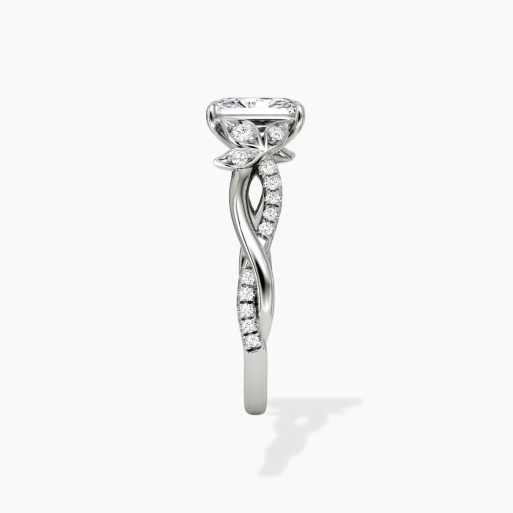 Veronica Twisted Accents Lab Grown Diamond Engagement Ring in 18K Gold - Radiant