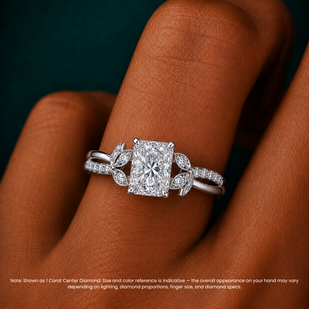 Veronica Twisted Accents Lab Grown Diamond Engagement Ring in 18K Gold - Radiant