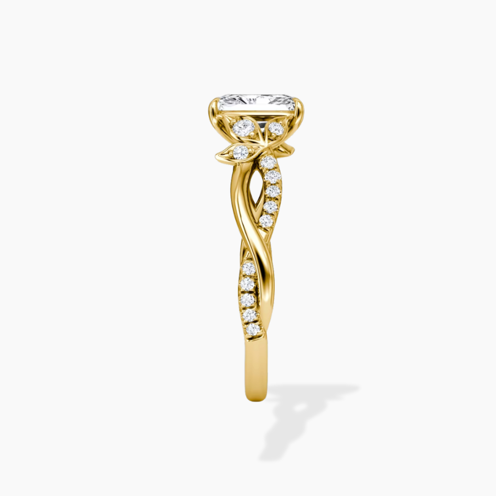 Veronica Twisted Accents Lab Grown Diamond Engagement Ring in 18K Gold - Radiant