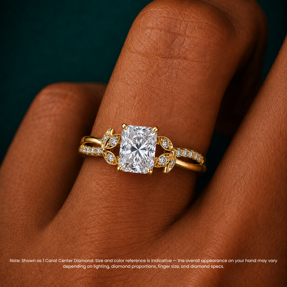 Veronica Twisted Accents Lab Grown Diamond Engagement Ring in 18K Gold - Radiant