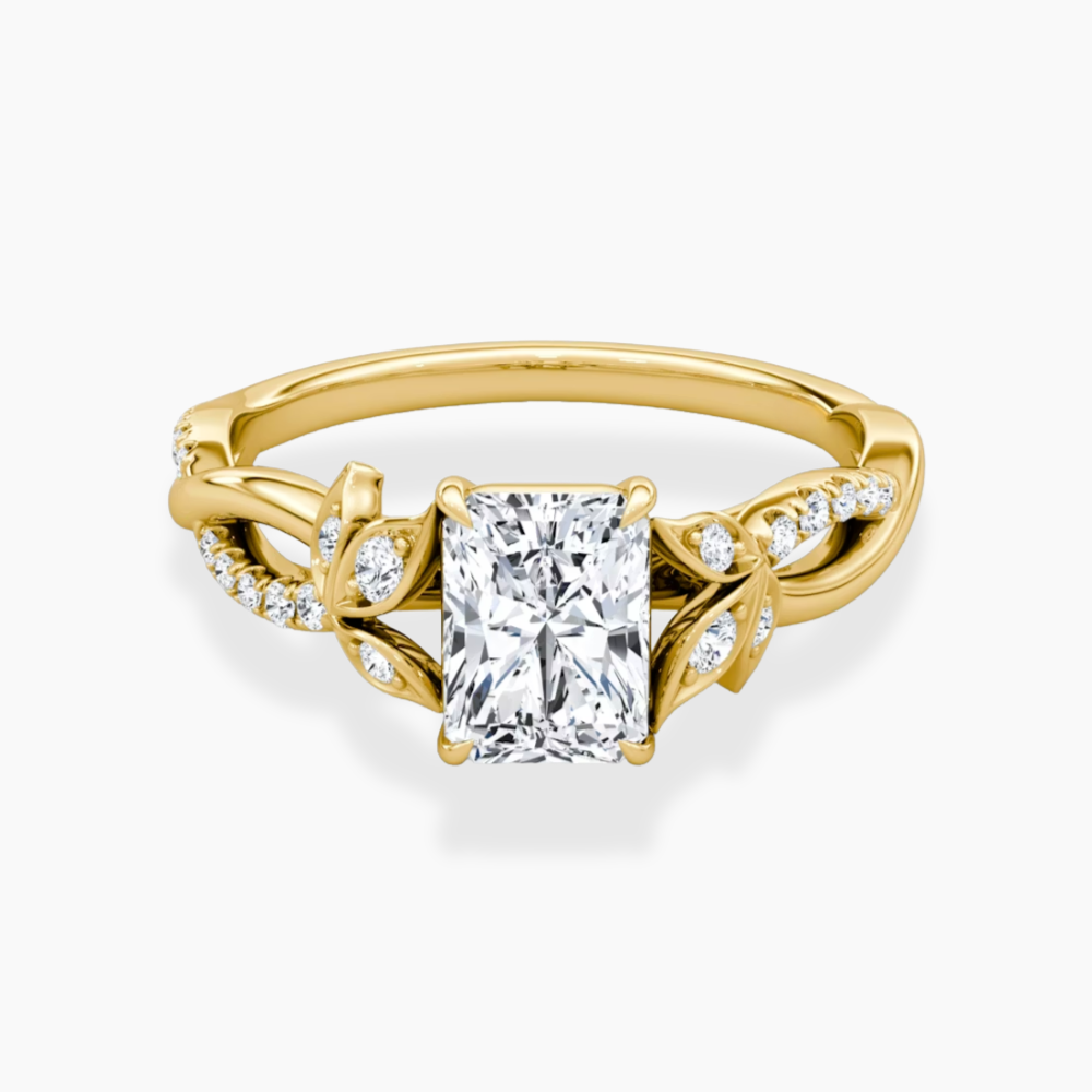 Veronica Twisted Accents Lab Grown Diamond Engagement Ring in 18K Gold - Radiant