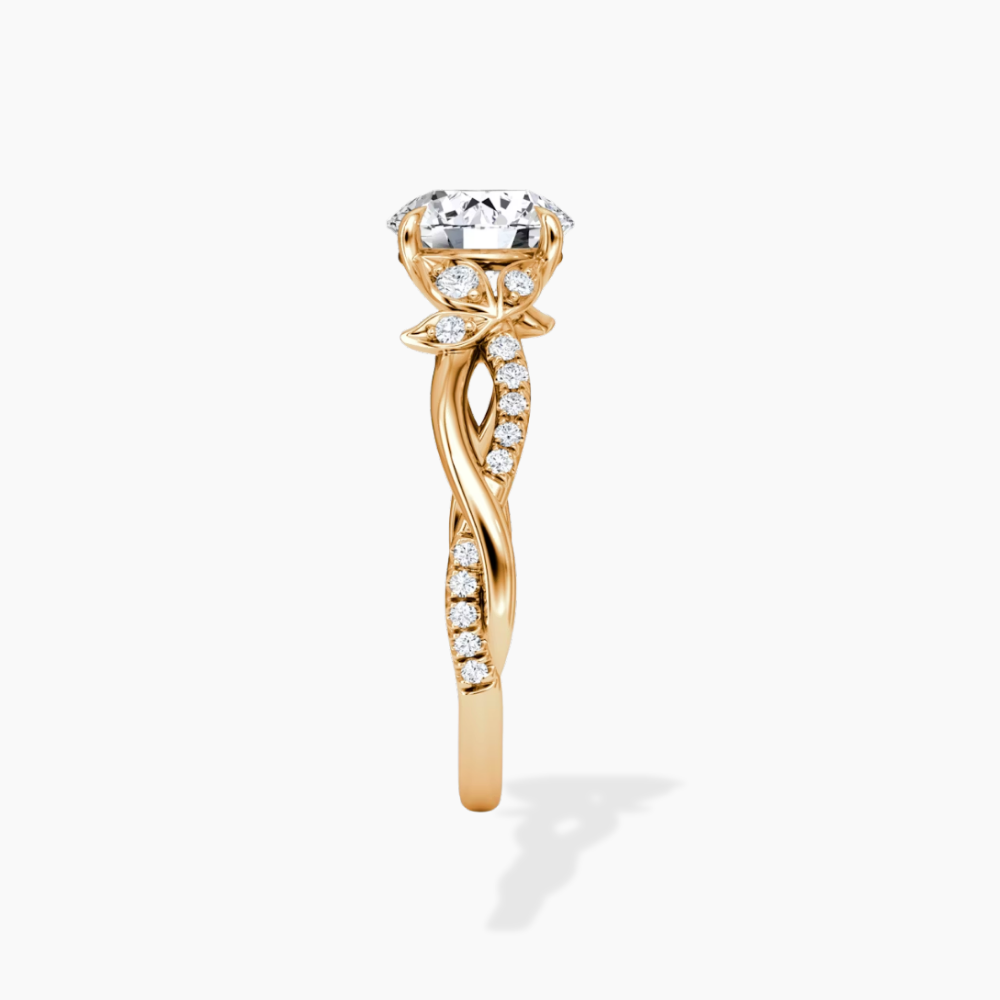 Veronica Twisted Accents Lab Grown Diamond Engagement Ring in 18K Gold - Round