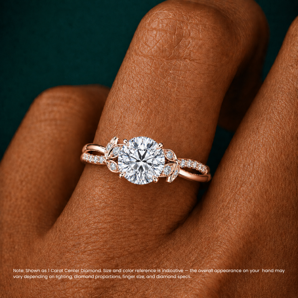Veronica Twisted Accents Lab Grown Diamond Engagement Ring in 18K Gold - Round