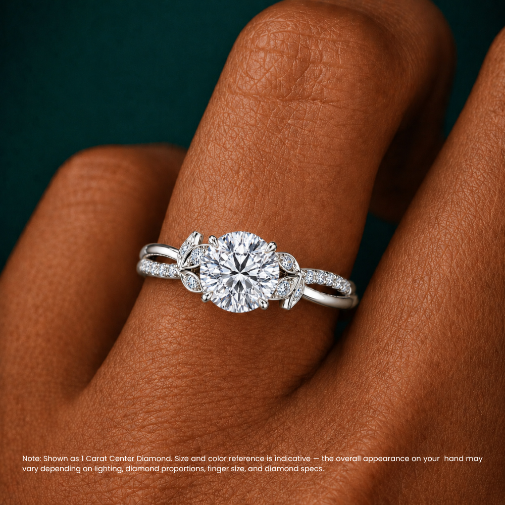 Veronica Twisted Accents Lab Grown Diamond Engagement Ring in 18K Gold - Round