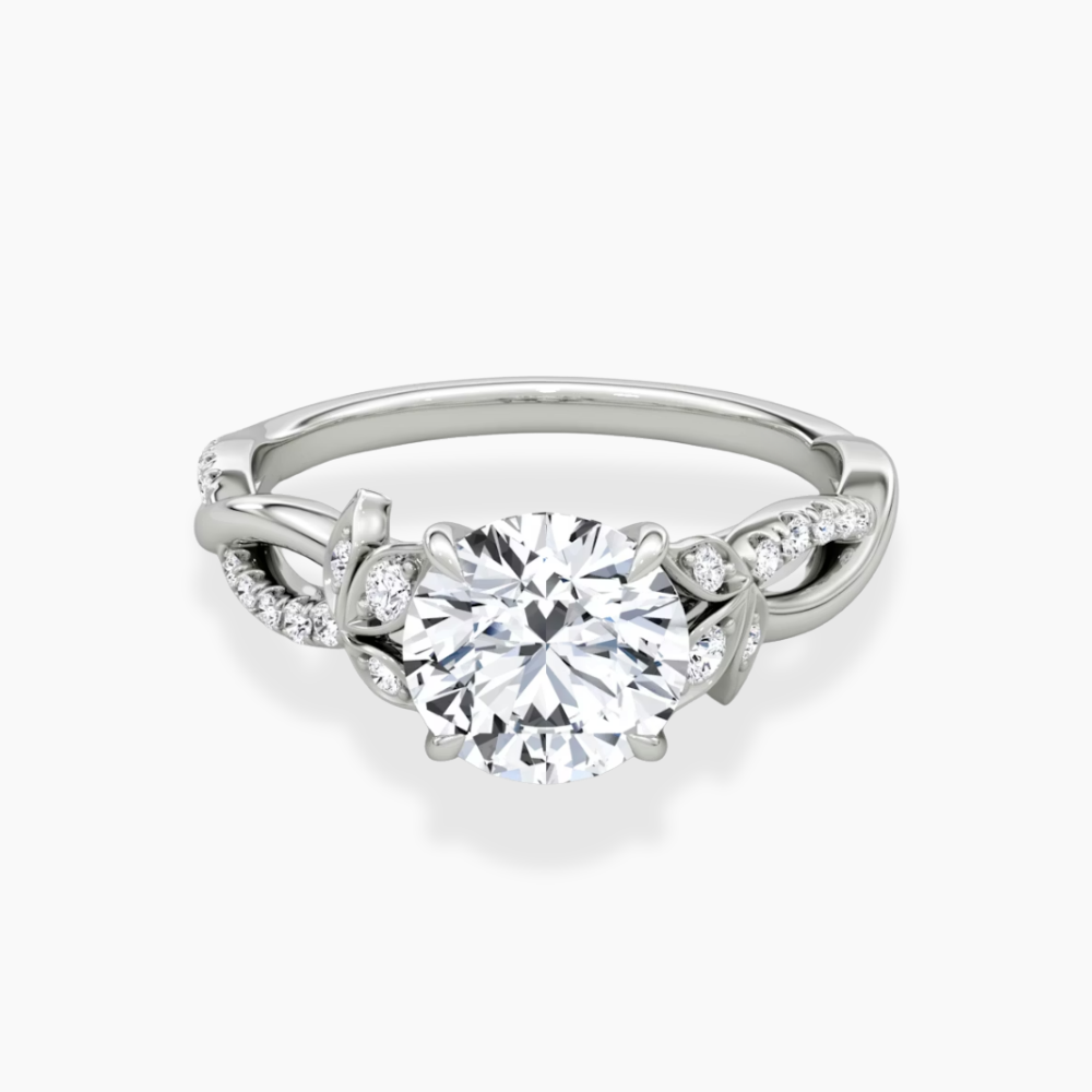 Veronica Twisted Accents Lab Grown Diamond Engagement Ring in 18K Gold - Round