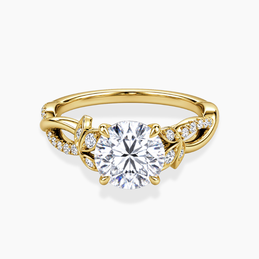 Veronica Twisted Accents Lab Grown Diamond Engagement Ring in 18K Gold - Round